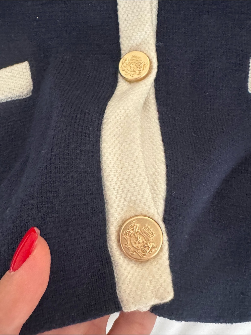 Abercrombie & Fitch Navy Cardigan with Cream Trim - Picture 4 of 4